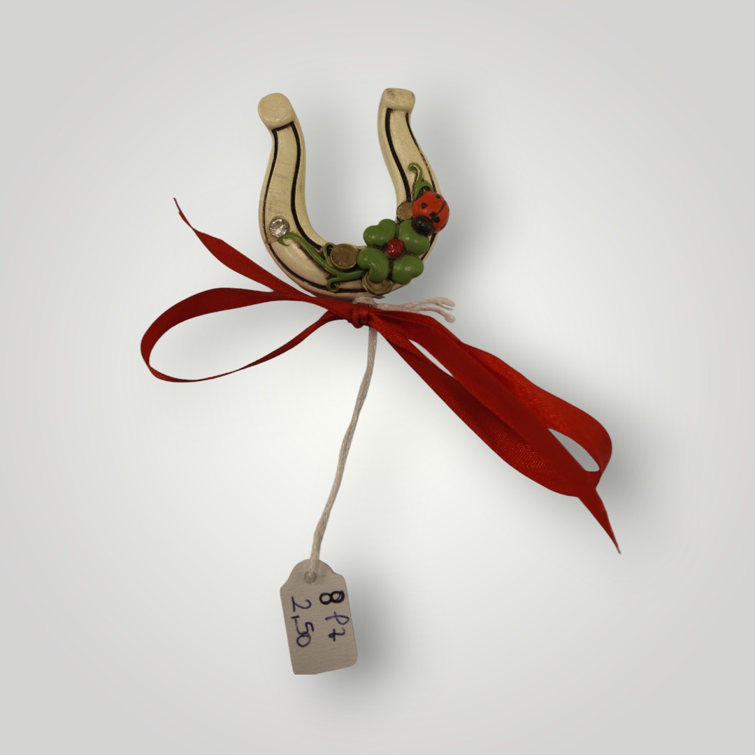 Ferro di Cavallo Portafortuna con Fiocco Rosso (8pz)